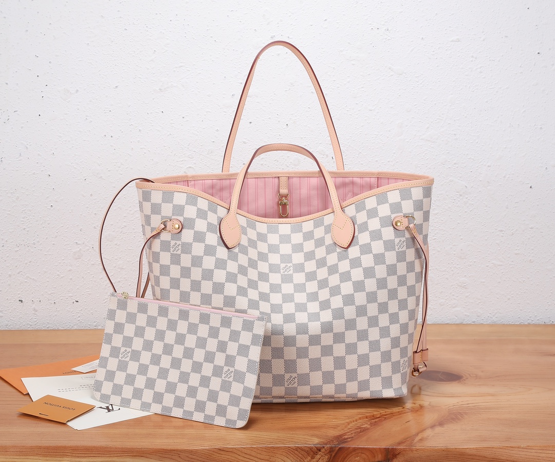 לואי ויטון LV Neverfull תיקים תיקי יד כל פלדה Damier Azur קנבס קווייד פבריק רגיל N4160531