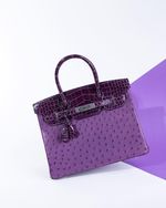 Hermes Birkin Bags Handbags Replica For Cheap
 Purple Violets Silver Hardware Crocodile Leather Ostrich
