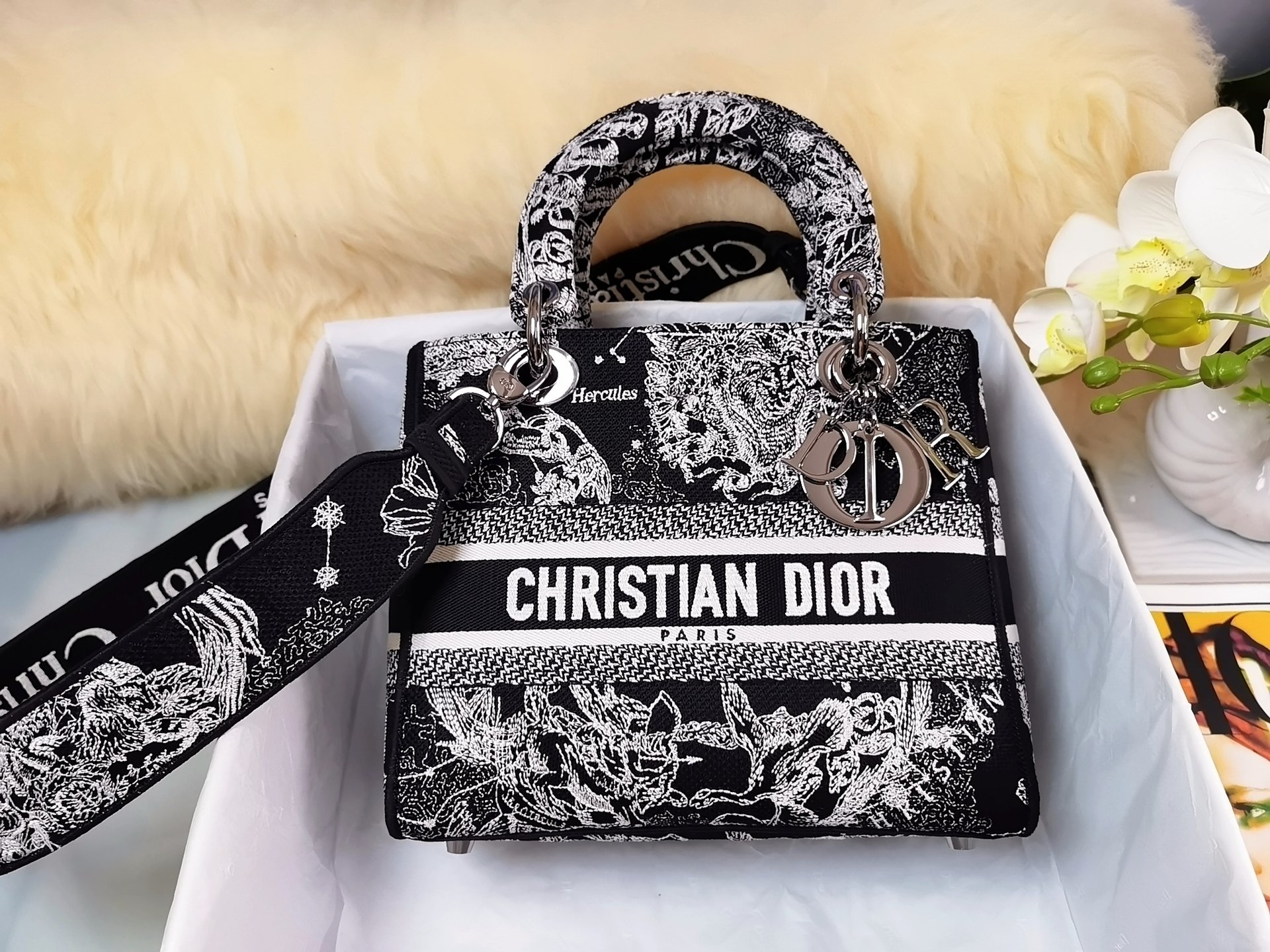 迪奥Dior顶级进口原厂刺绣戴妃包️黑色星座枪扣LadyDi.or️刺绣系列Di.or最新系列汲取大量自