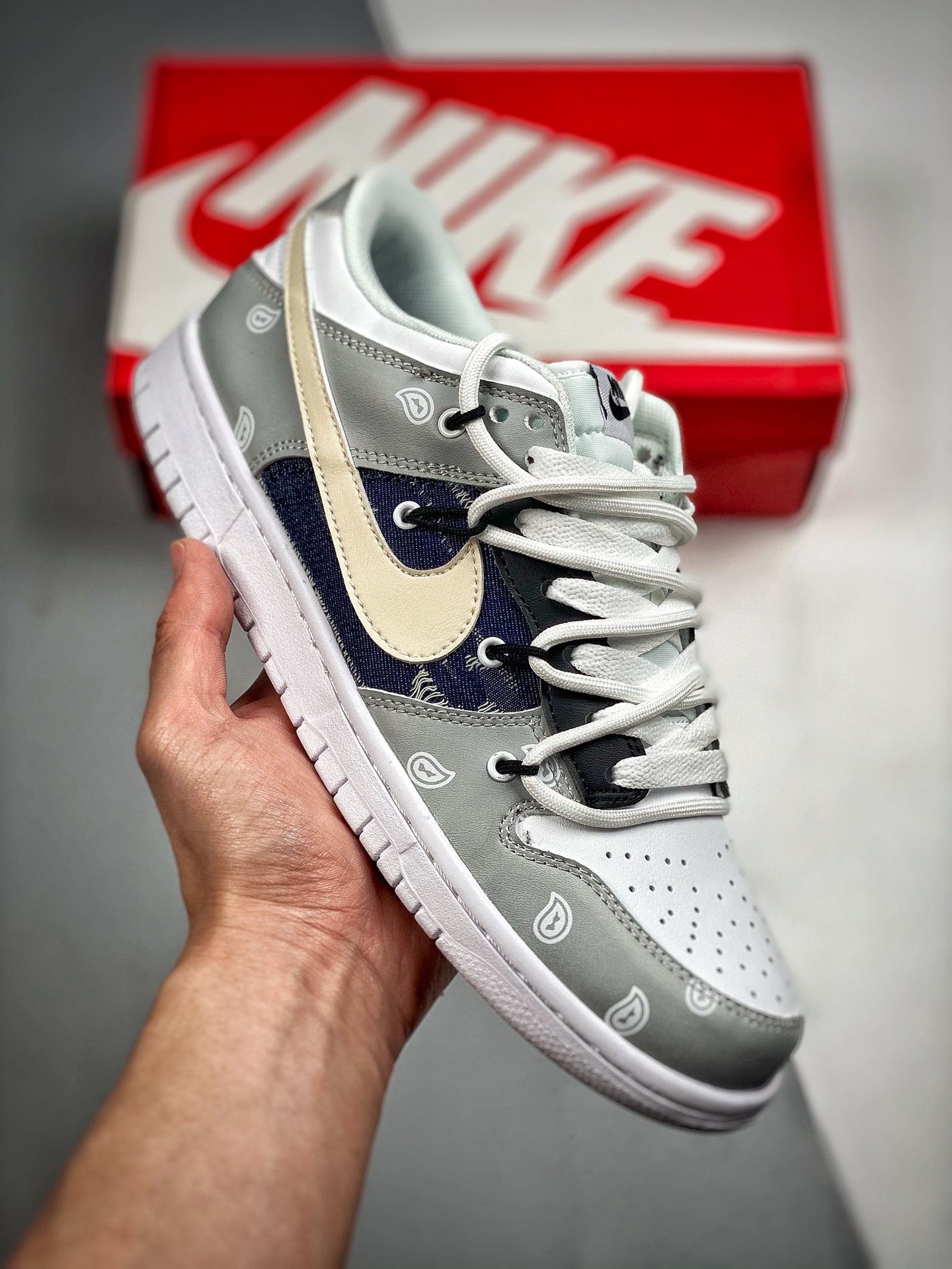 -2 Nk Dunk SB Low Cachemir blanco y gris, producción original de fábrica, lanzamiento real, materiales de primera capa …
