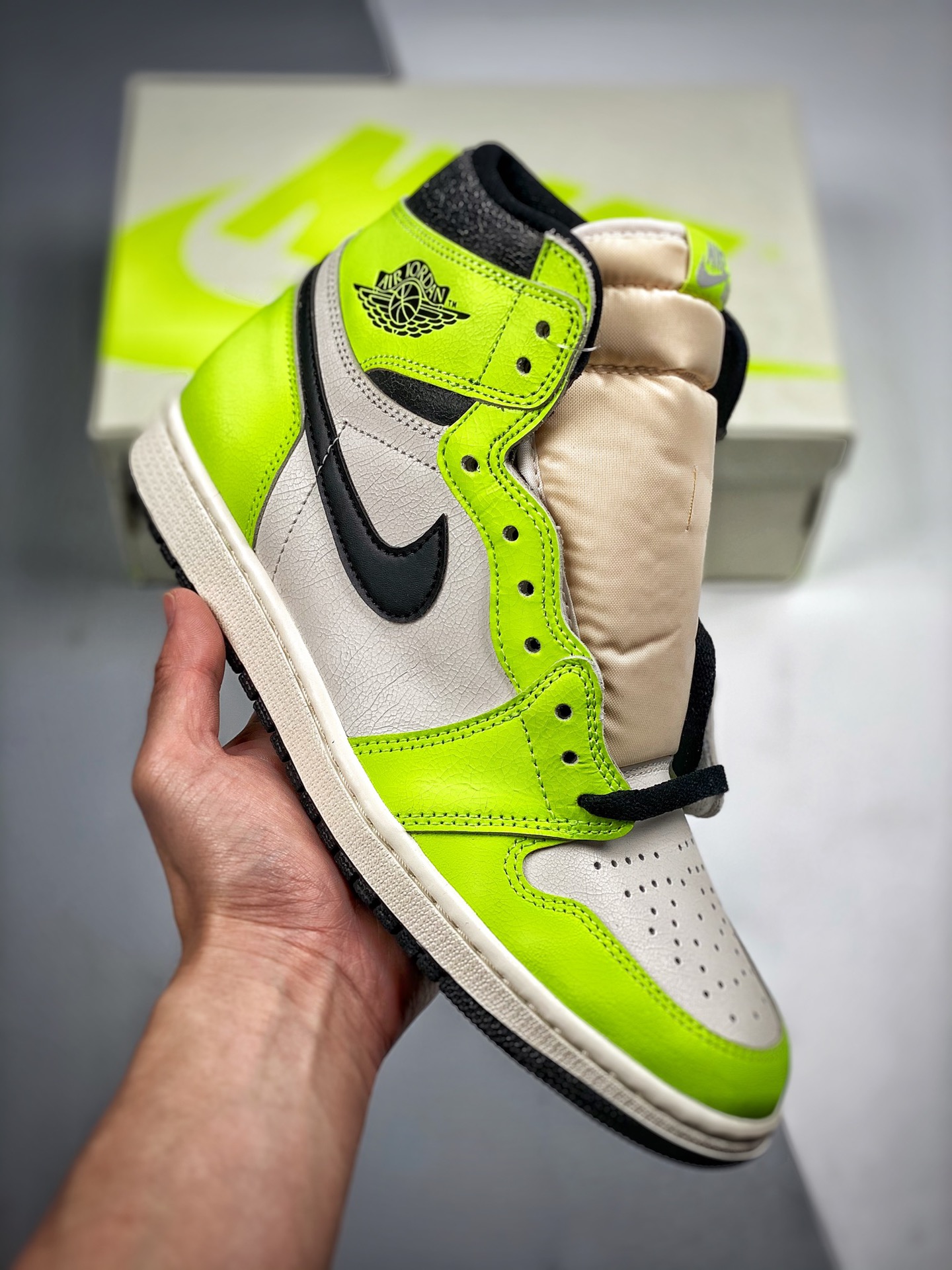 -5 Air Jordan 1 "Obsidian" verde blanco, producción de fábrica pura original, calidad tope en el mismo rango de precios…