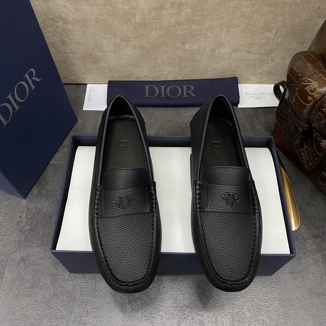 Exclusive Cheap
 Dior Loafers Moccasin Single Layer Shoes Luxury Shop
 Black Grey Openwork Men Cowhide Rubber Casual