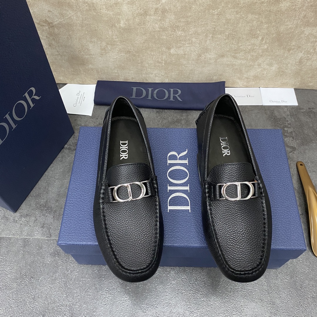 Dior Loafers Moccasin Single Layer Shoes Online Sales
 Grey Silver Men Cowhide Rubber Casual