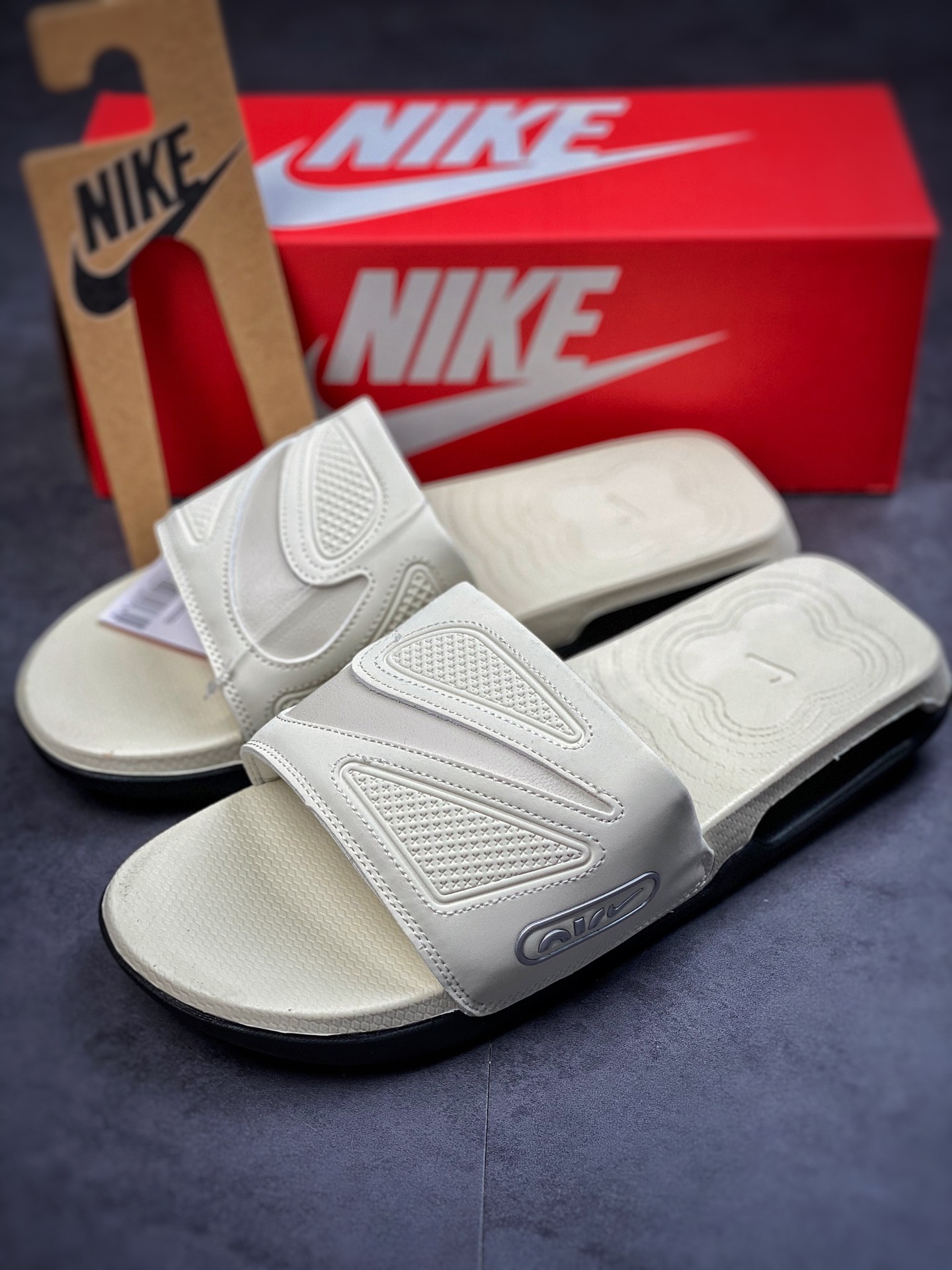 140 Nike Air Max Cirro Masculino Slide”Bone/Black/Sliver”室外篮球气垫休闲拖鞋 DC1460-005
