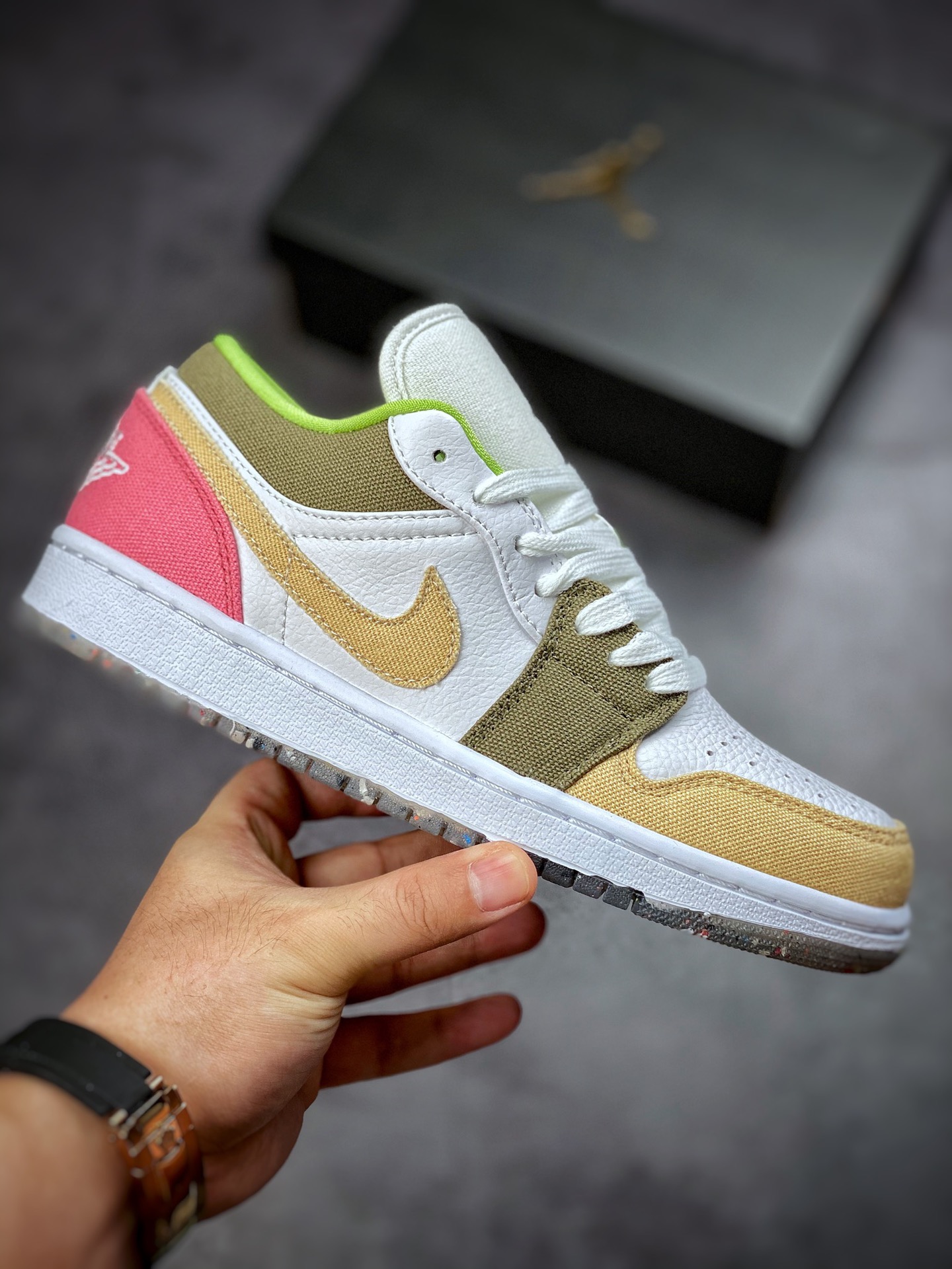 200 Air Jordan 1 Low 白粉棕 拼色 环保款 AJ1乔1低帮休闲板鞋 DJ0341-100