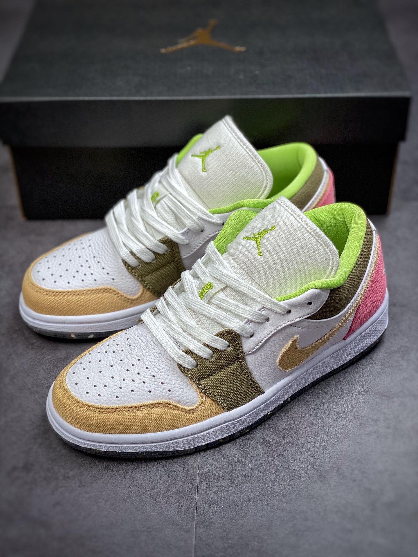 200 Air Jordan 1 Low 白粉棕 拼色 环保款 AJ1乔1低帮休闲板鞋 DJ0341-100