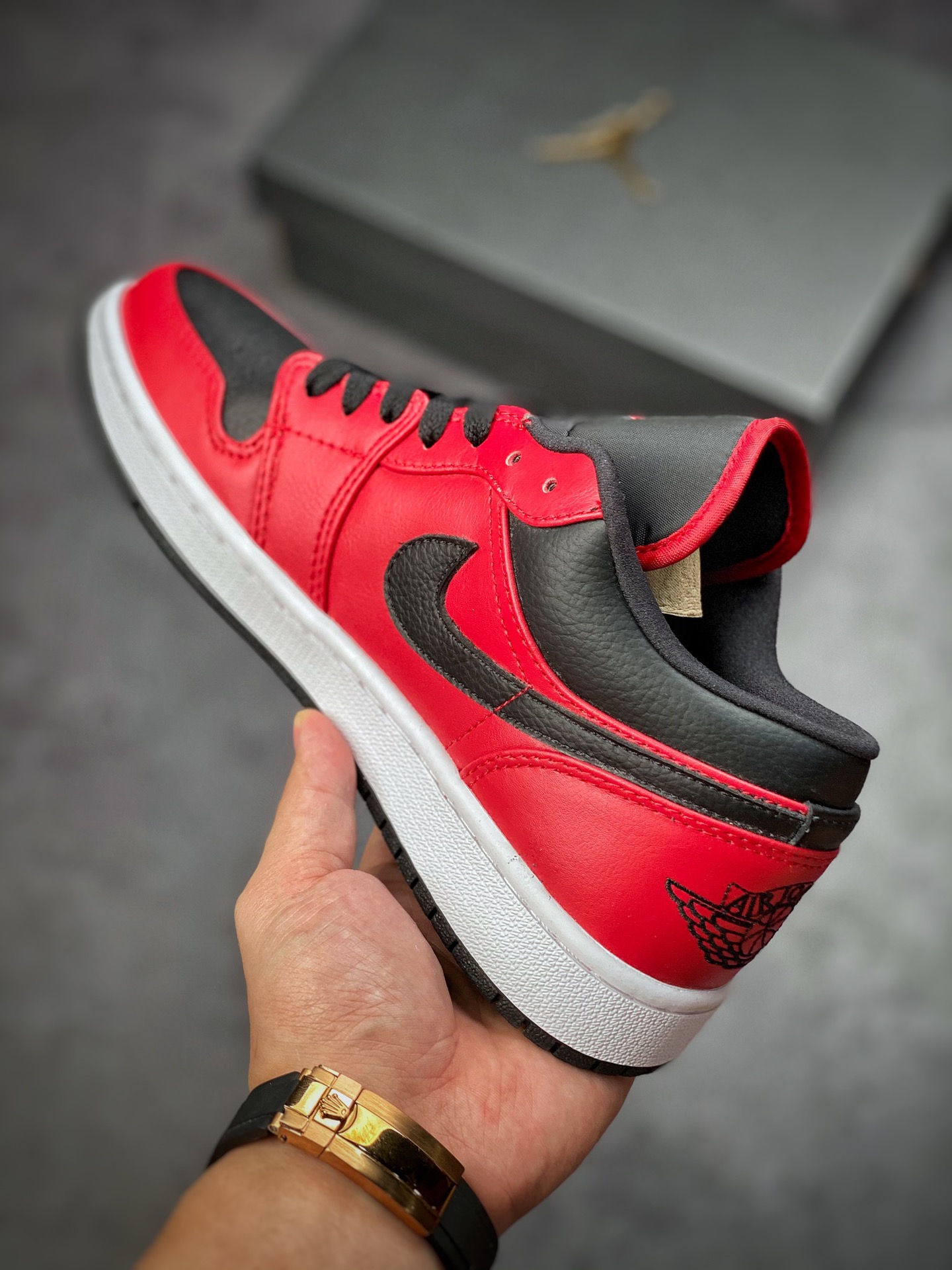 200 Air Jordan 1 Low 红黑 黑钩 AJ1乔1低帮休闲板鞋 553558-605