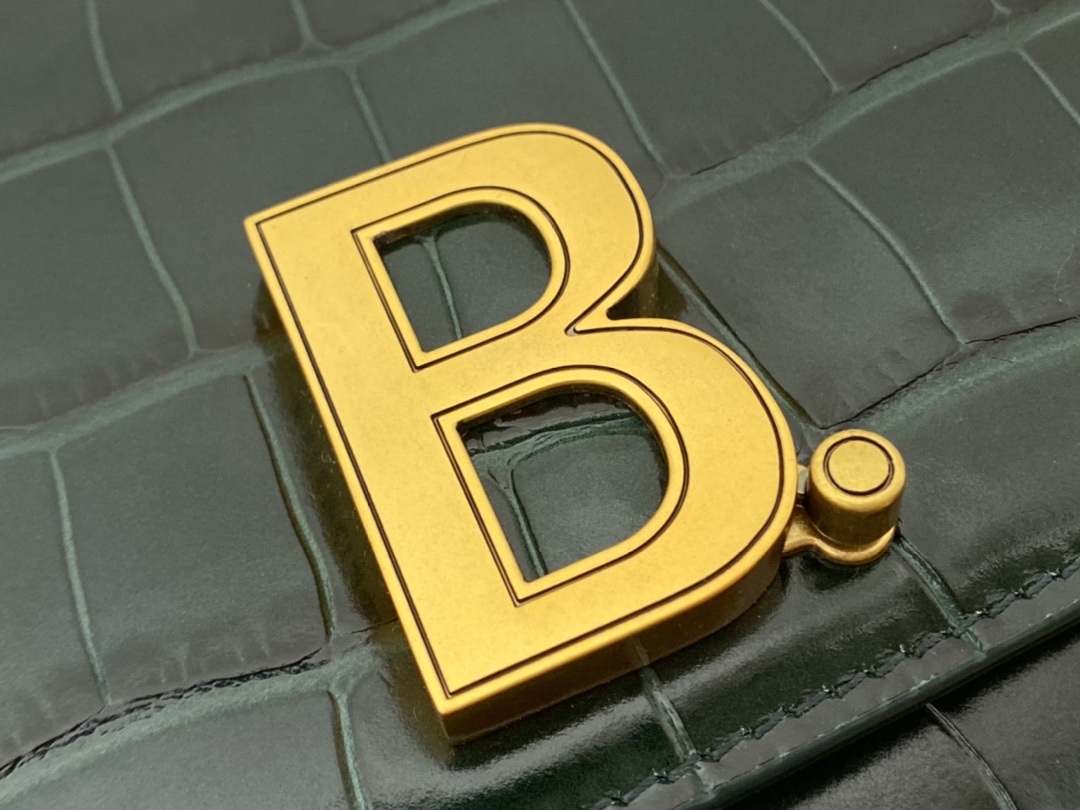 Balenciaga B.Small 18CM Bag 618156鳄鱼纹绿色/金扣