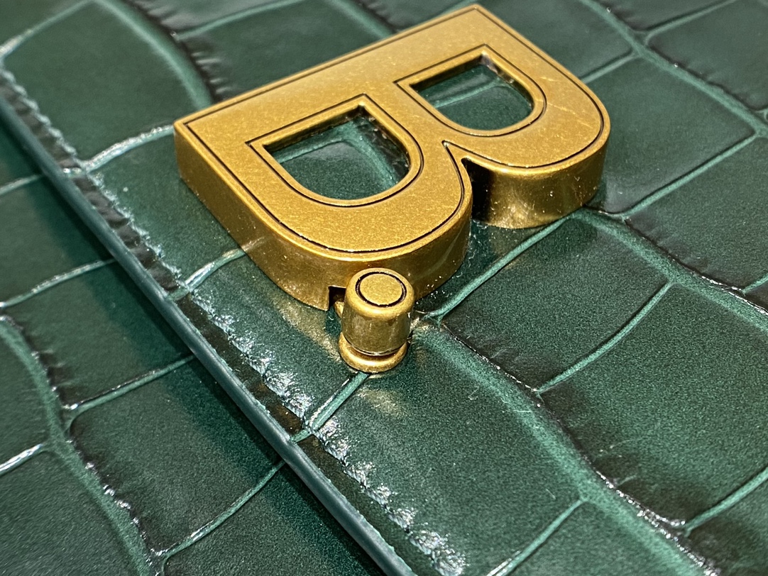 Balenciaga B.Small 18CM Bag 618156鳄鱼纹绿色/金扣