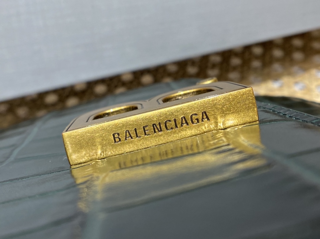 Balenciaga B.Small 18CM Bag 618156鳄鱼纹绿色/金扣