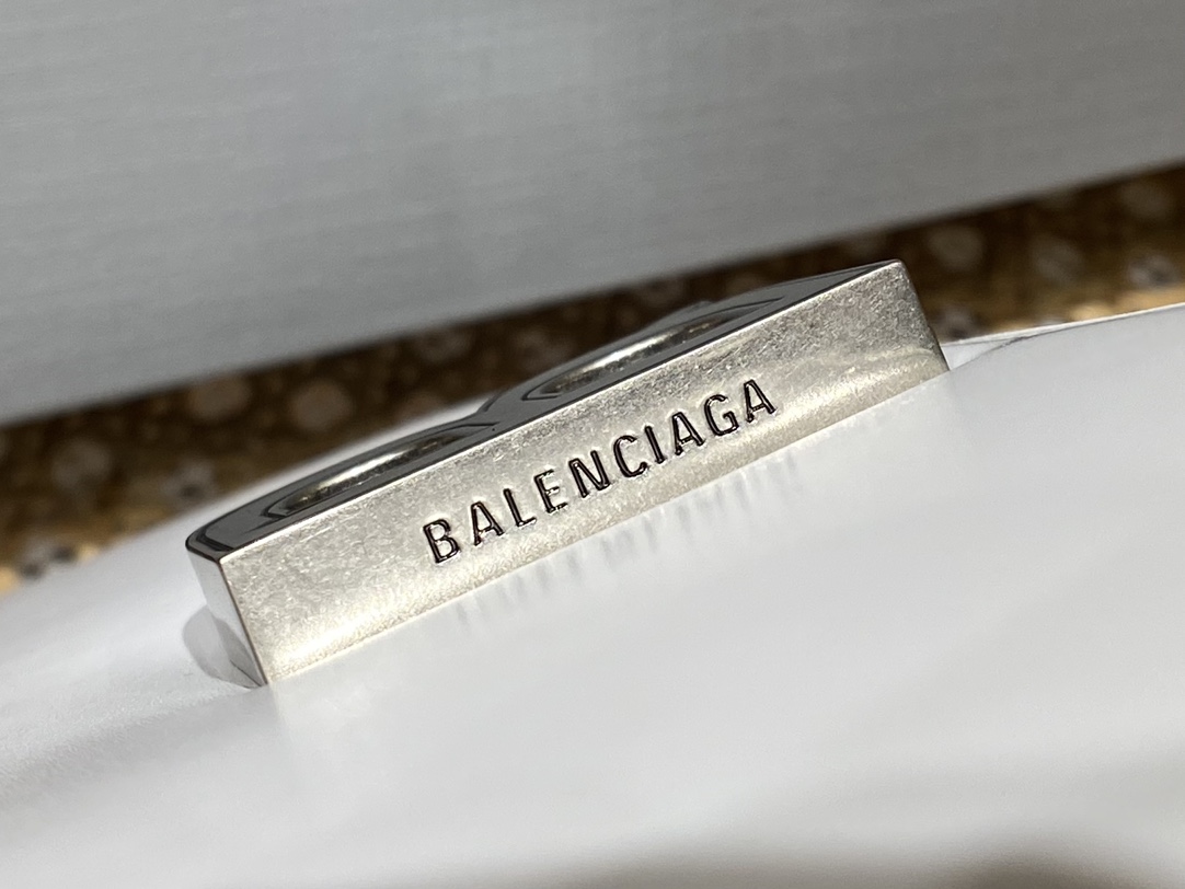 Balenciaga B.Small 18CM Bag 618156平纹白色/银扣