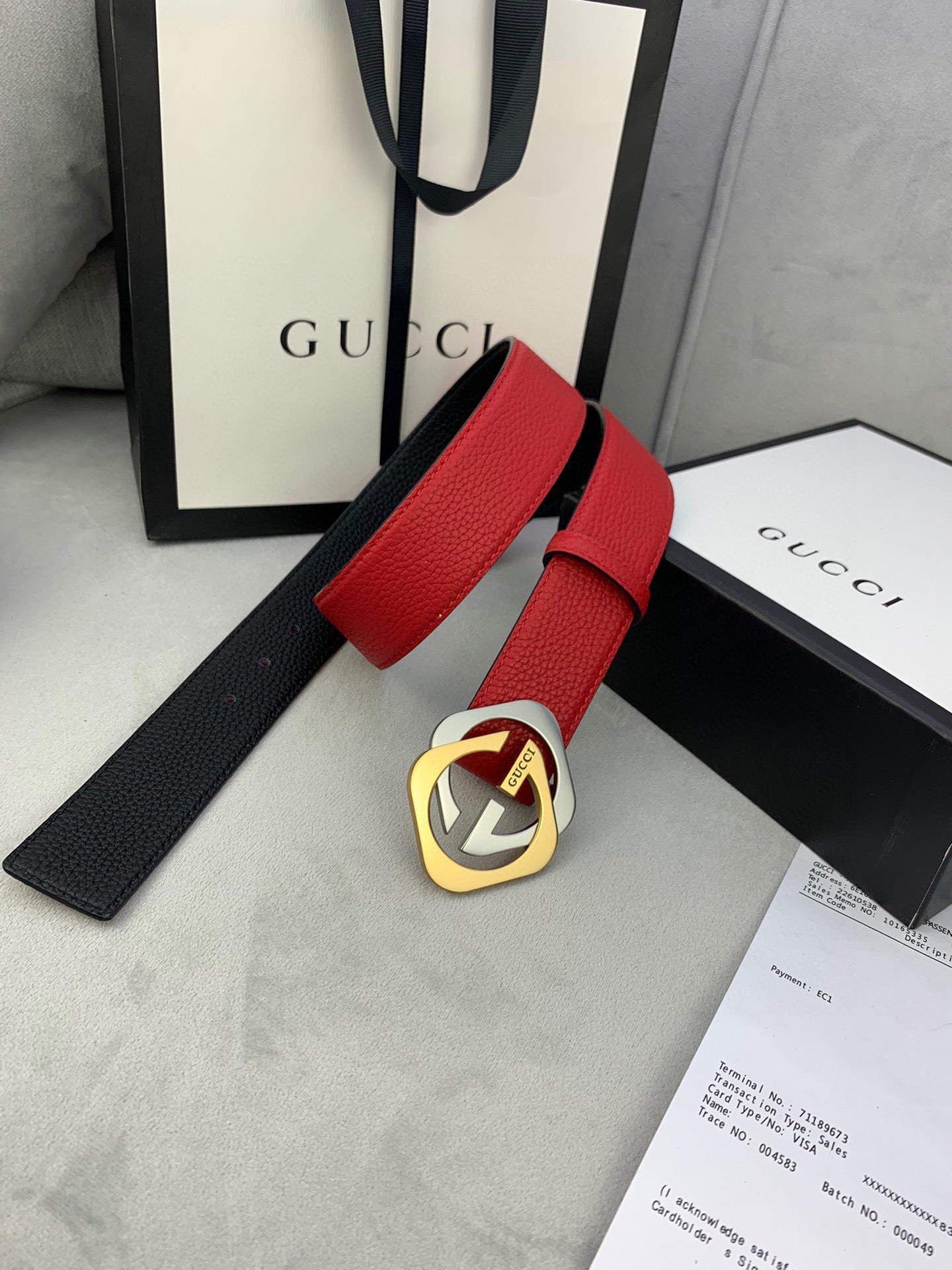 宽度4.0cmGUCCI经典双层菱形