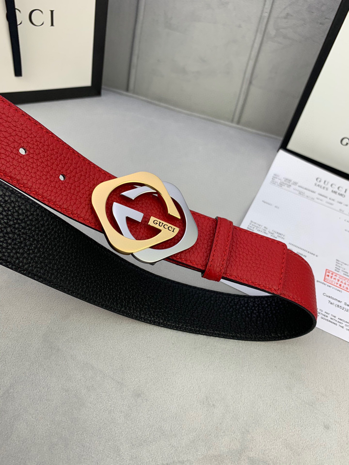宽度4.0cmGUCCI经典双层菱形