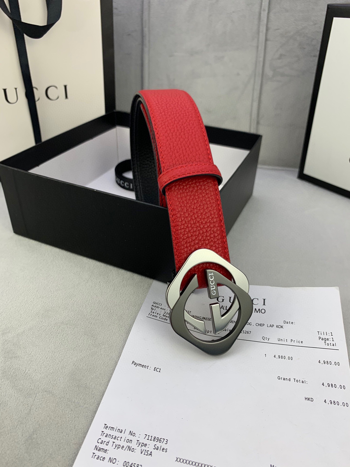 宽度4.0cmGUCCI经典双层菱形