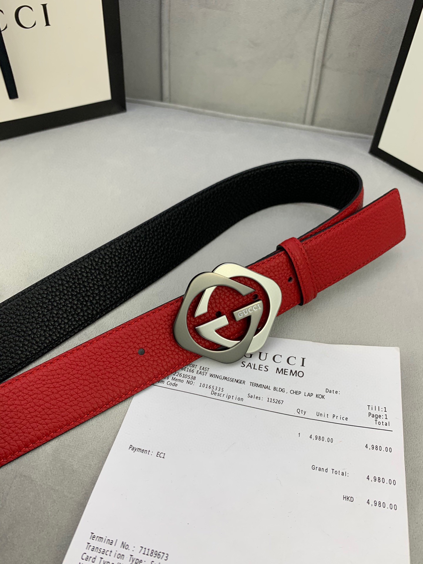 宽度4.0cmGUCCI经典双层菱形