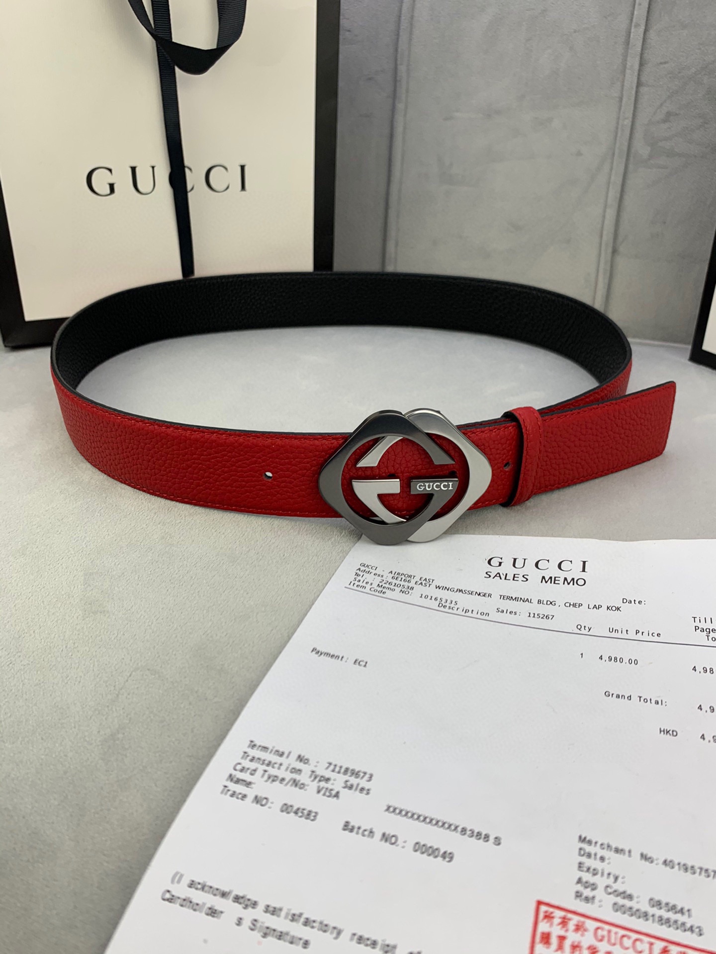 宽度4.0cmGUCCI经典双层菱形