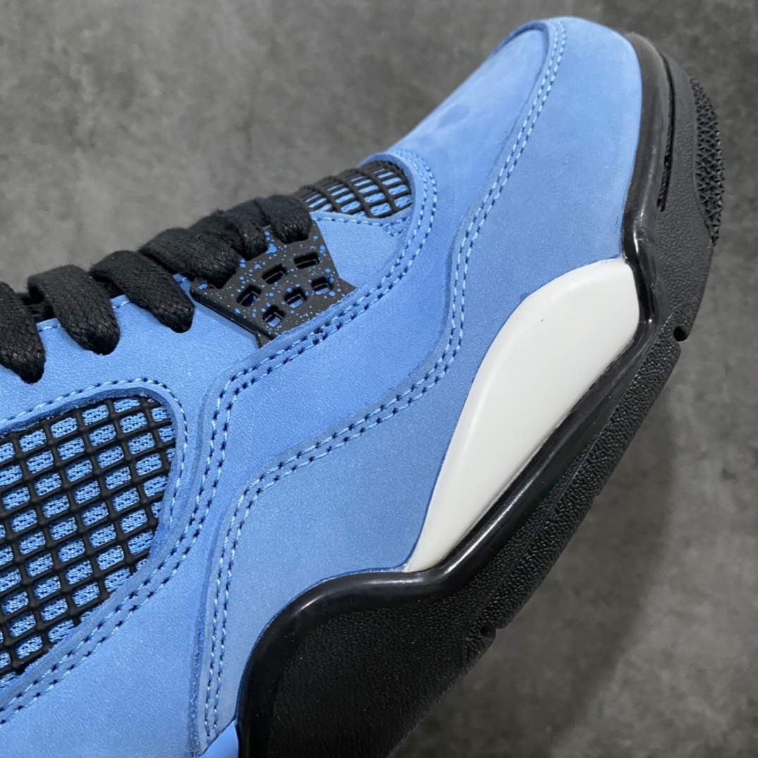 图片[6]-#  H12版本 Air Jordan AJ4 TS联名 蓝麂皮 308497-406 东莞元老级版师操刀倾力打造全网最强 原楦原纸板开发 确保原汁原味 韩国进口原材麂皮 质感色泽绝无偏差 完美中底拉帮 采用真正原厂鞋扣 原档案大底 如假白送 大底纹路 气垫通透度PU的回弹性均百分百还原 挑战全网艺术家 只服务市场5%高端客户 大底贴合程度胶水把控 圈内最顶尖 原厂数据 原厂电绣电脑针车 后跟定型 冲刀皮料裁剪零毛边 尺码：40.5 41 42 42.5 43 44 44.5 45 46 47.5-选品中心