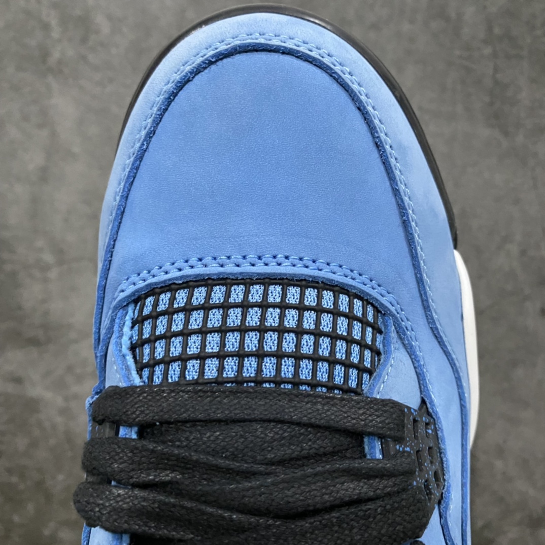图片[5]-#  H12版本 Air Jordan AJ4 TS联名 蓝麂皮 308497-406 东莞元老级版师操刀倾力打造全网最强 原楦原纸板开发 确保原汁原味 韩国进口原材麂皮 质感色泽绝无偏差 完美中底拉帮 采用真正原厂鞋扣 原档案大底 如假白送 大底纹路 气垫通透度PU的回弹性均百分百还原 挑战全网艺术家 只服务市场5%高端客户 大底贴合程度胶水把控 圈内最顶尖 原厂数据 原厂电绣电脑针车 后跟定型 冲刀皮料裁剪零毛边 尺码：40.5 41 42 42.5 43 44 44.5 45 46 47.5-选品中心