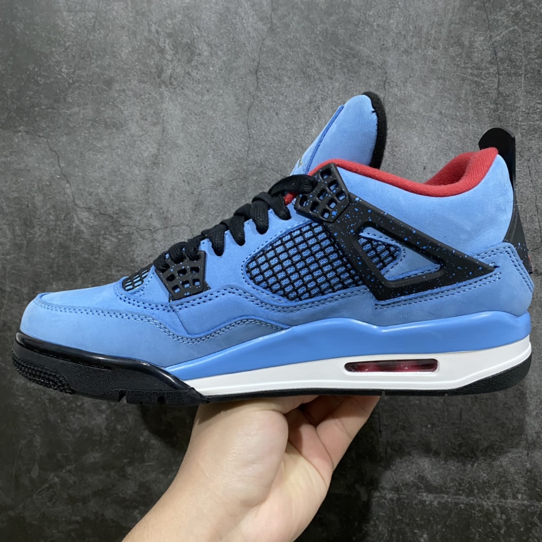 图片[2]-#  H12版本 Air Jordan AJ4 TS联名 蓝麂皮 308497-406 东莞元老级版师操刀倾力打造全网最强 原楦原纸板开发 确保原汁原味 韩国进口原材麂皮 质感色泽绝无偏差 完美中底拉帮 采用真正原厂鞋扣 原档案大底 如假白送 大底纹路 气垫通透度PU的回弹性均百分百还原 挑战全网艺术家 只服务市场5%高端客户 大底贴合程度胶水把控 圈内最顶尖 原厂数据 原厂电绣电脑针车 后跟定型 冲刀皮料裁剪零毛边 尺码：40.5 41 42 42.5 43 44 44.5 45 46 47.5-选品中心