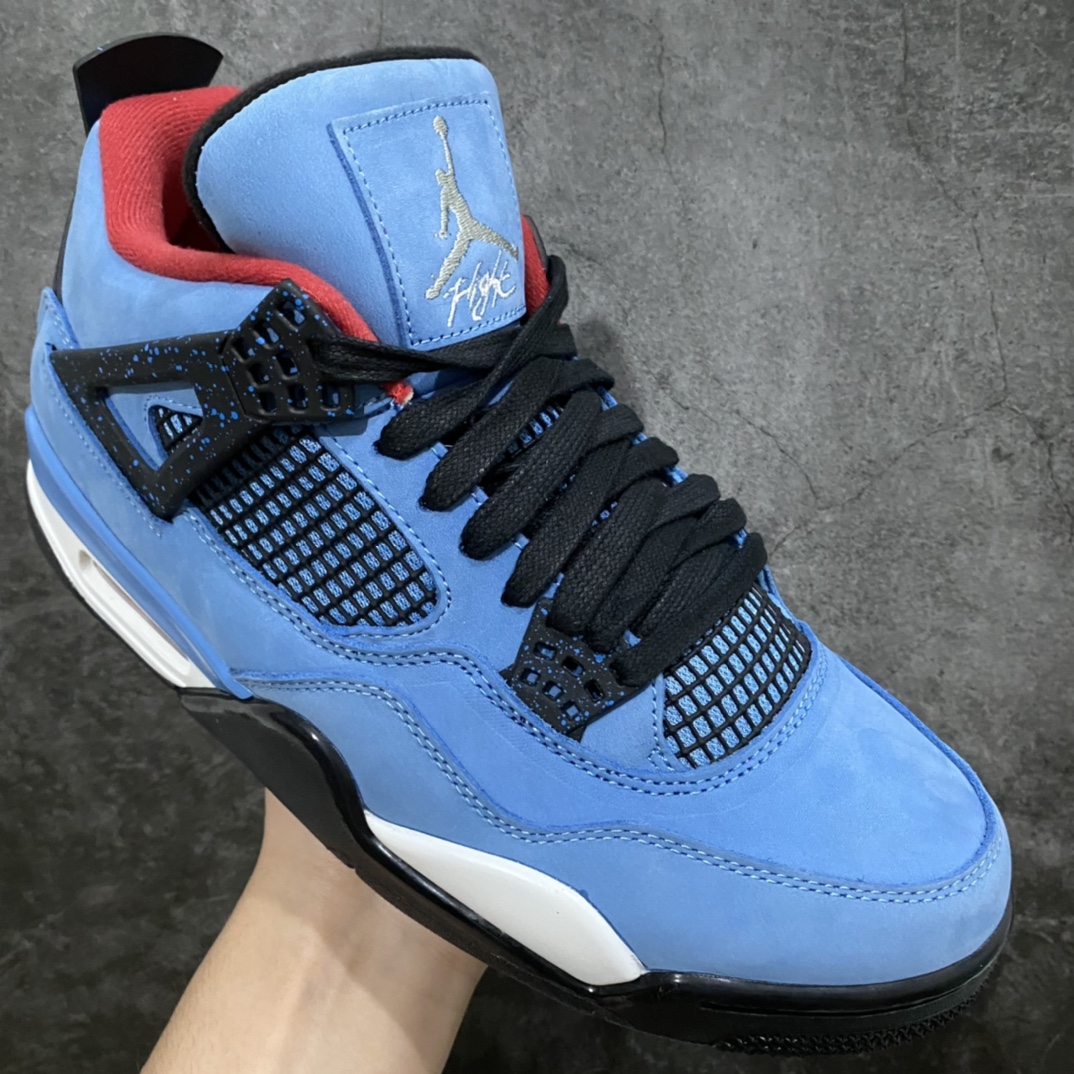图片[3]-#  H12版本 Air Jordan AJ4 TS联名 蓝麂皮 308497-406 东莞元老级版师操刀倾力打造全网最强 原楦原纸板开发 确保原汁原味 韩国进口原材麂皮 质感色泽绝无偏差 完美中底拉帮 采用真正原厂鞋扣 原档案大底 如假白送 大底纹路 气垫通透度PU的回弹性均百分百还原 挑战全网艺术家 只服务市场5%高端客户 大底贴合程度胶水把控 圈内最顶尖 原厂数据 原厂电绣电脑针车 后跟定型 冲刀皮料裁剪零毛边 尺码：40.5 41 42 42.5 43 44 44.5 45 46 47.5-选品中心