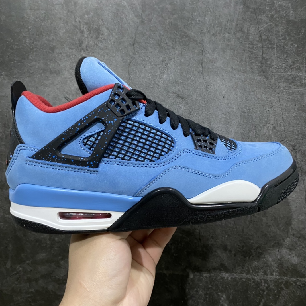 #  H12版本 Air Jordan AJ4 TS联名 蓝麂皮 308497-406 东莞元老级版师操刀倾力打造全网最强 原楦原纸板开发 确保原汁原味 韩国进口原材麂皮 质感色泽绝无偏差 完美中底拉帮 采用真正原厂鞋扣 原档案大底 如假白送 大底纹路 气垫通透度PU的回弹性均百分百还原 挑战全网艺术家 只服务市场5%高端客户 大底贴合程度胶水把控 圈内最顶尖 原厂数据 原厂电绣电脑针车 后跟定型 冲刀皮料裁剪零毛边 尺码:40.5 41 42 42.5 43 44 44.5 45 46 47.5-选品中心