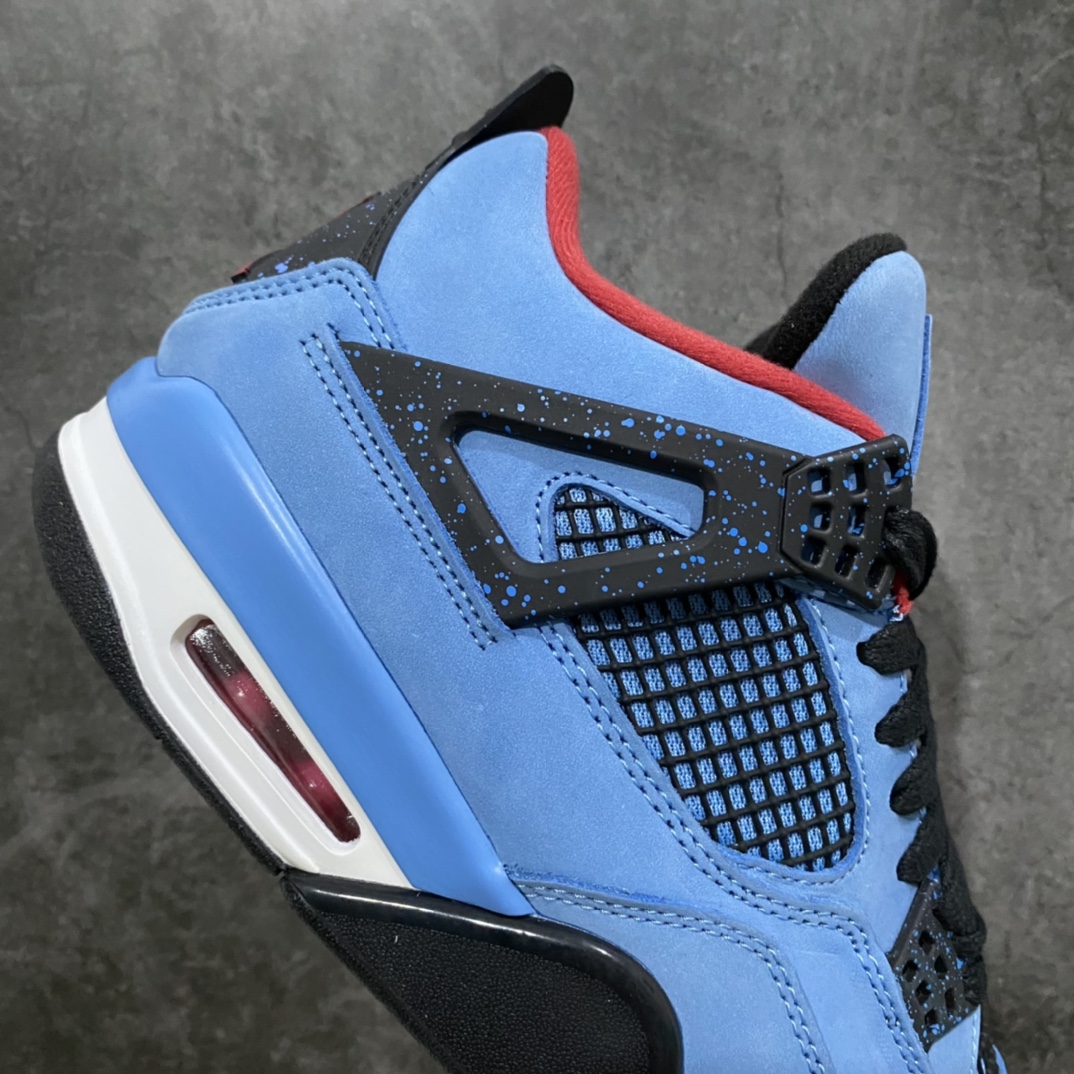 图片[7]-#  H12版本 Air Jordan AJ4 TS联名 蓝麂皮 308497-406 东莞元老级版师操刀倾力打造全网最强 原楦原纸板开发 确保原汁原味 韩国进口原材麂皮 质感色泽绝无偏差 完美中底拉帮 采用真正原厂鞋扣 原档案大底 如假白送 大底纹路 气垫通透度PU的回弹性均百分百还原 挑战全网艺术家 只服务市场5%高端客户 大底贴合程度胶水把控 圈内最顶尖 原厂数据 原厂电绣电脑针车 后跟定型 冲刀皮料裁剪零毛边 尺码：40.5 41 42 42.5 43 44 44.5 45 46 47.5-选品中心