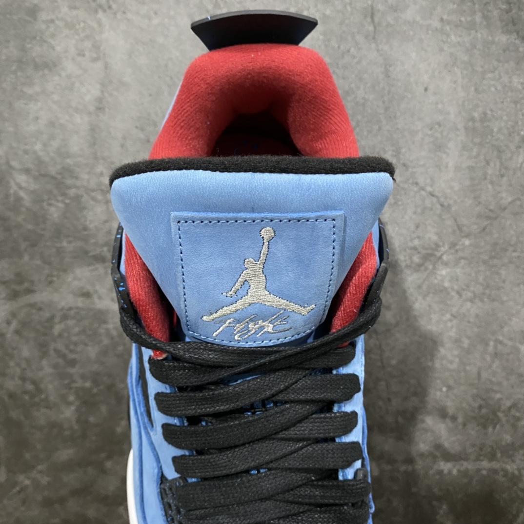 图片[8]-#  H12版本 Air Jordan AJ4 TS联名 蓝麂皮 308497-406 东莞元老级版师操刀倾力打造全网最强 原楦原纸板开发 确保原汁原味 韩国进口原材麂皮 质感色泽绝无偏差 完美中底拉帮 采用真正原厂鞋扣 原档案大底 如假白送 大底纹路 气垫通透度PU的回弹性均百分百还原 挑战全网艺术家 只服务市场5%高端客户 大底贴合程度胶水把控 圈内最顶尖 原厂数据 原厂电绣电脑针车 后跟定型 冲刀皮料裁剪零毛边 尺码：40.5 41 42 42.5 43 44 44.5 45 46 47.5-选品中心