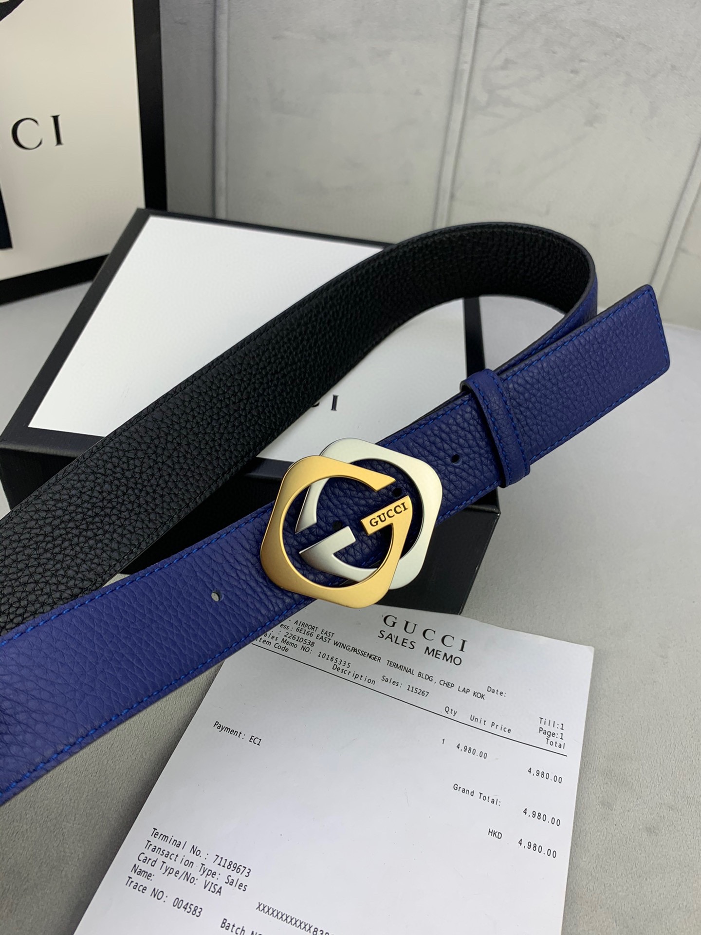 宽度4.0cmGUCCI经典双层菱形