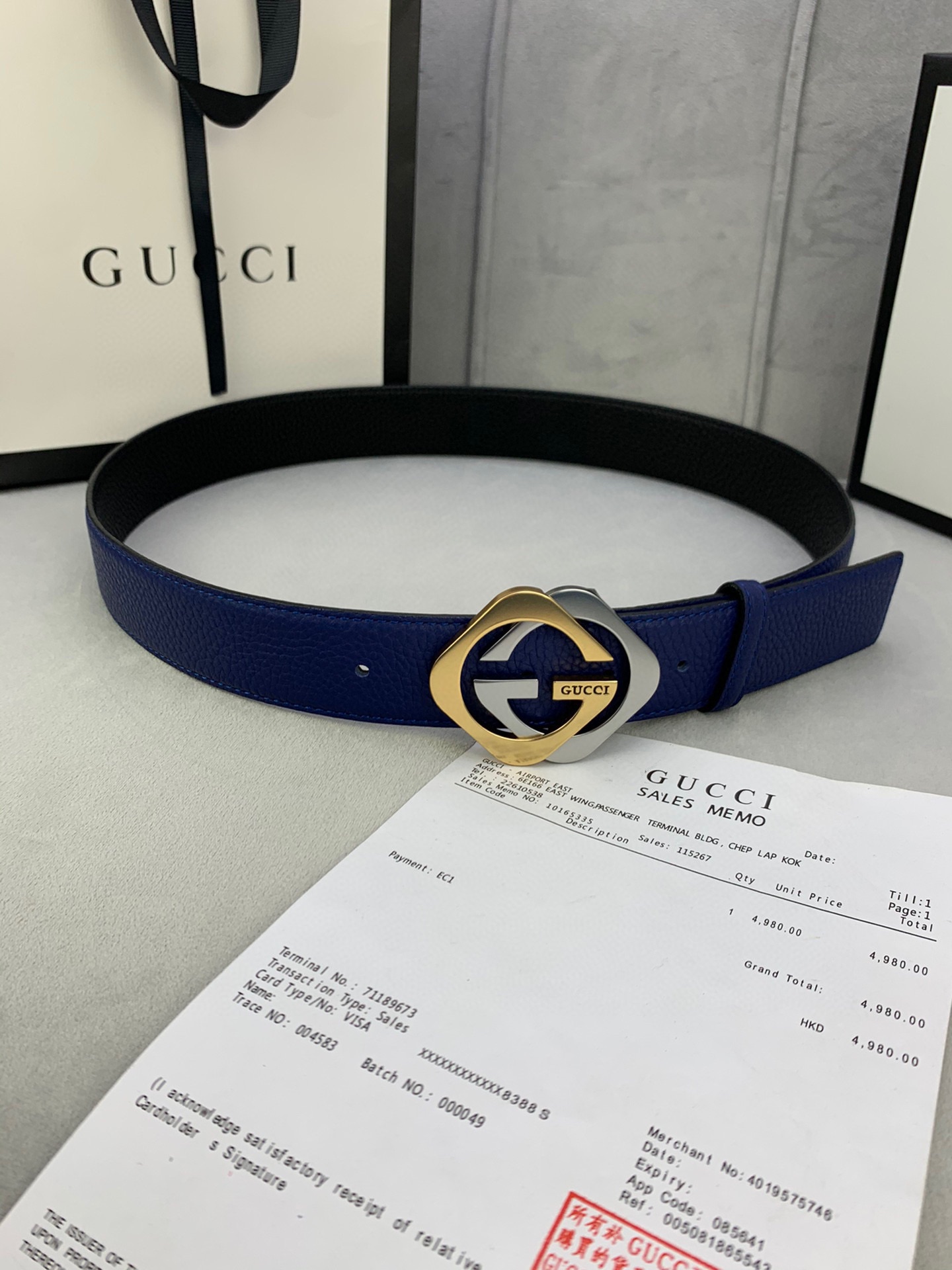 宽度4.0cmGUCCI经典双层菱形