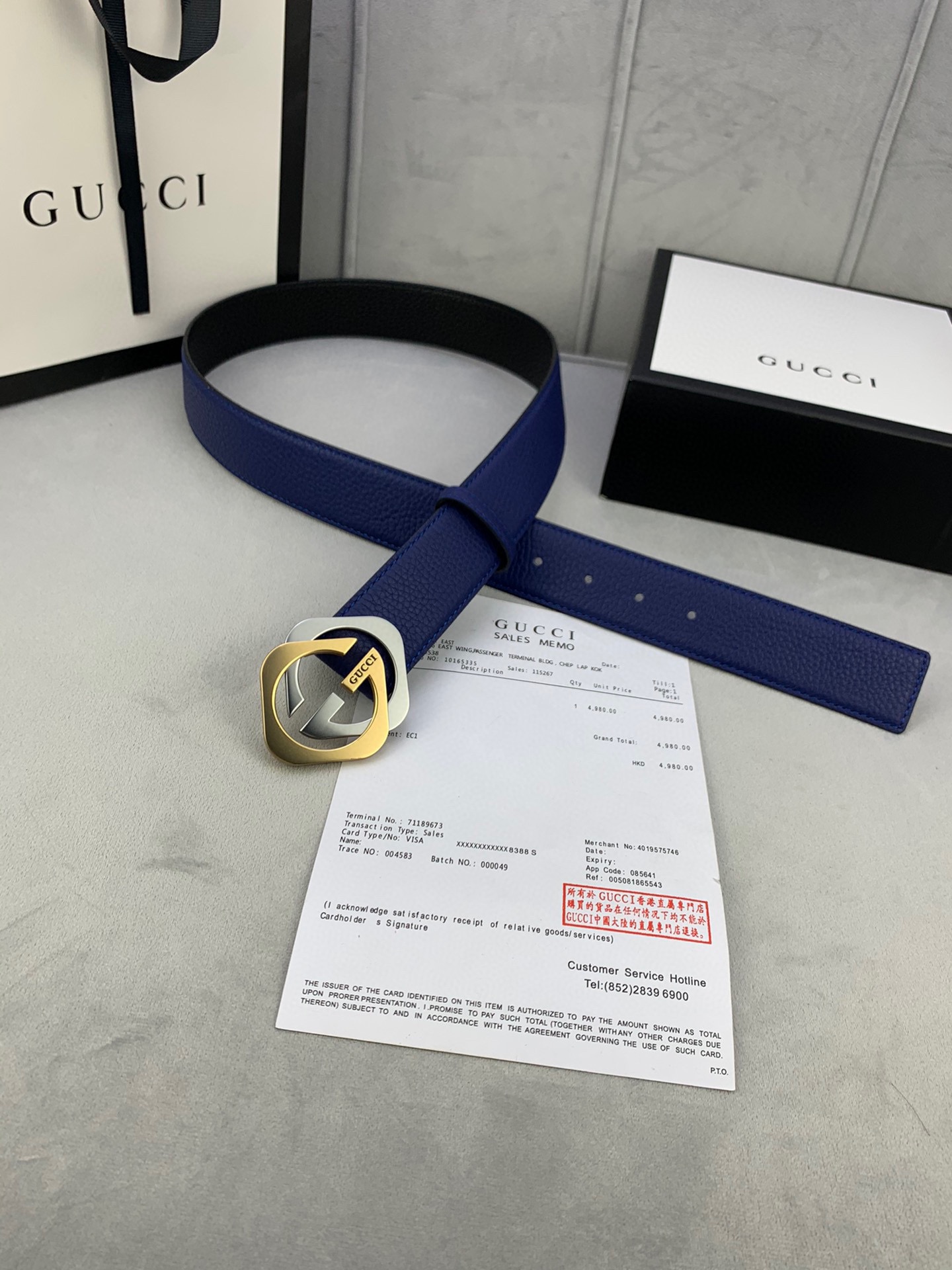 宽度4.0cmGUCCI经典双层菱形