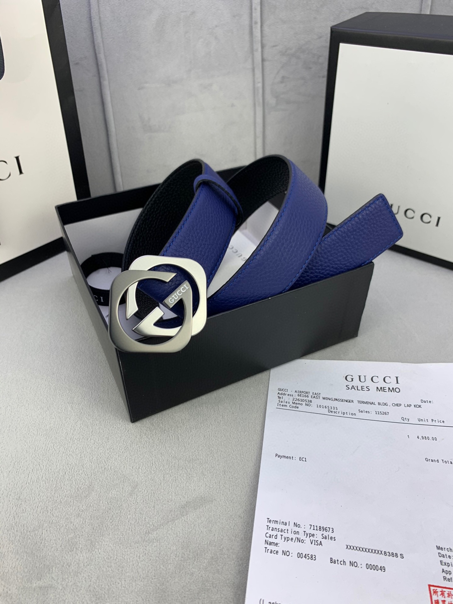 宽度4.0cmGUCCI经典双层菱形