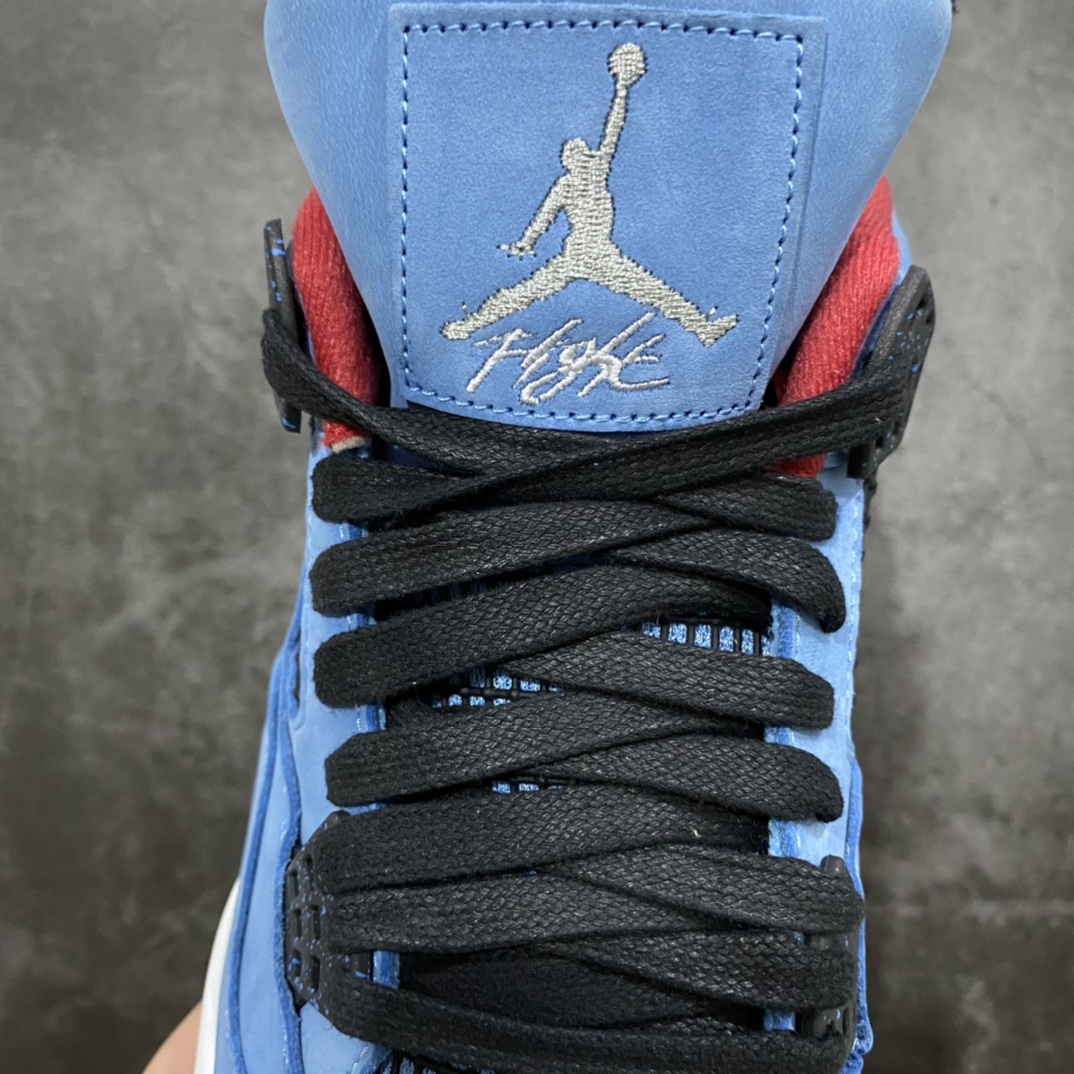 图片[3]-#  H12版本 Air Jordan AJ4 TS联名 蓝麂皮 308497-406 东莞元老级版师操刀倾力打造全网最强 原楦原纸板开发 确保原汁原味 韩国进口原材麂皮 质感色泽绝无偏差 完美中底拉帮 采用真正原厂鞋扣 原档案大底 如假白送 大底纹路 气垫通透度PU的回弹性均百分百还原 挑战全网艺术家 只服务市场5%高端客户 大底贴合程度胶水把控 圈内最顶尖 原厂数据 原厂电绣电脑针车 后跟定型 冲刀皮料裁剪零毛边 尺码：40.5 41 42 42.5 43 44 44.5 45 46 47.5-选品中心