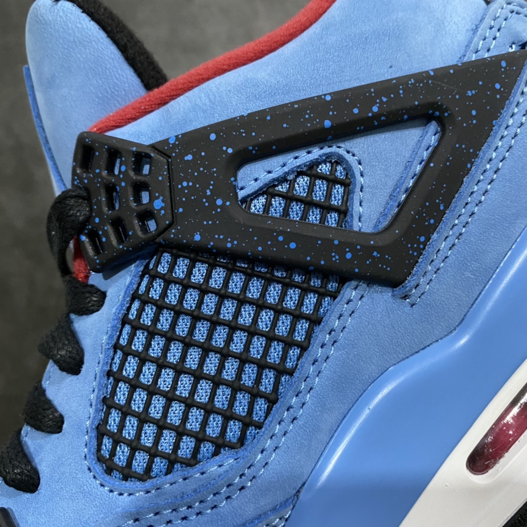 图片[2]-#  H12版本 Air Jordan AJ4 TS联名 蓝麂皮 308497-406 东莞元老级版师操刀倾力打造全网最强 原楦原纸板开发 确保原汁原味 韩国进口原材麂皮 质感色泽绝无偏差 完美中底拉帮 采用真正原厂鞋扣 原档案大底 如假白送 大底纹路 气垫通透度PU的回弹性均百分百还原 挑战全网艺术家 只服务市场5%高端客户 大底贴合程度胶水把控 圈内最顶尖 原厂数据 原厂电绣电脑针车 后跟定型 冲刀皮料裁剪零毛边 尺码：40.5 41 42 42.5 43 44 44.5 45 46 47.5-选品中心
