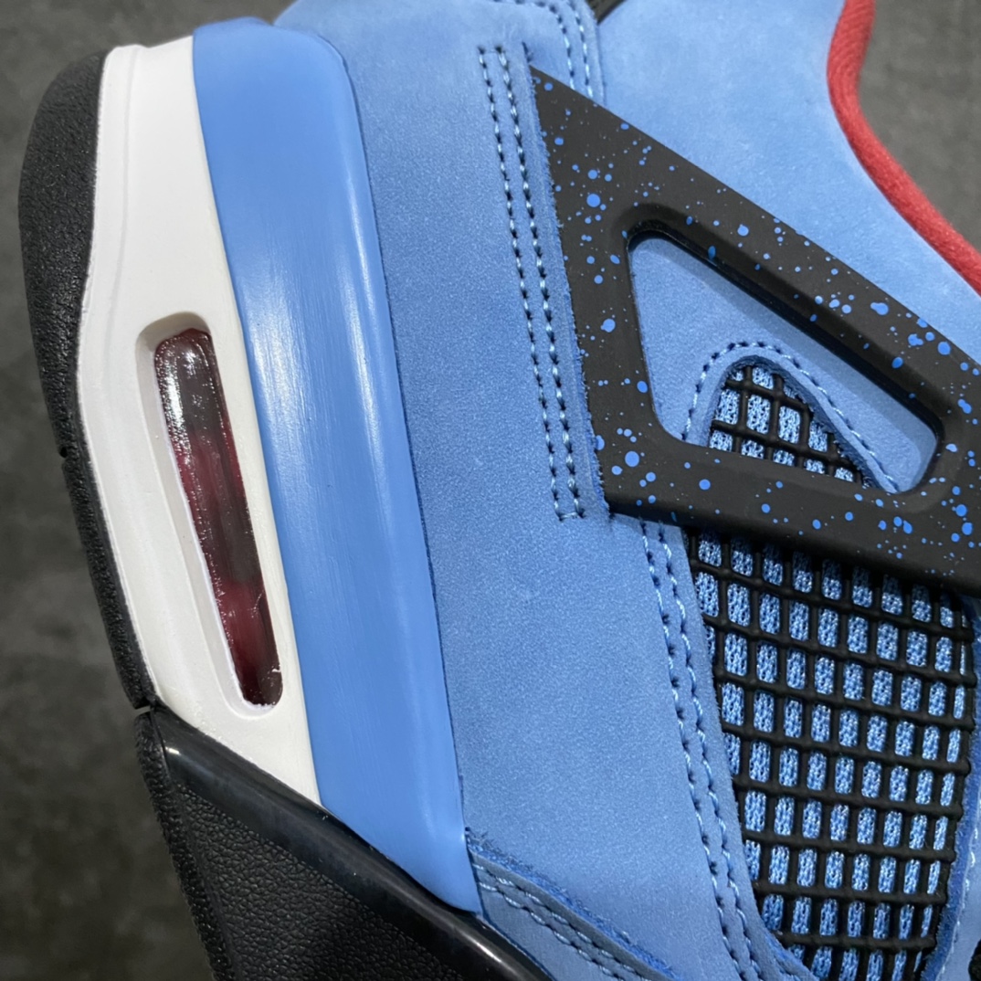 图片[4]-#  H12版本 Air Jordan AJ4 TS联名 蓝麂皮 308497-406 东莞元老级版师操刀倾力打造全网最强 原楦原纸板开发 确保原汁原味 韩国进口原材麂皮 质感色泽绝无偏差 完美中底拉帮 采用真正原厂鞋扣 原档案大底 如假白送 大底纹路 气垫通透度PU的回弹性均百分百还原 挑战全网艺术家 只服务市场5%高端客户 大底贴合程度胶水把控 圈内最顶尖 原厂数据 原厂电绣电脑针车 后跟定型 冲刀皮料裁剪零毛边 尺码：40.5 41 42 42.5 43 44 44.5 45 46 47.5-选品中心