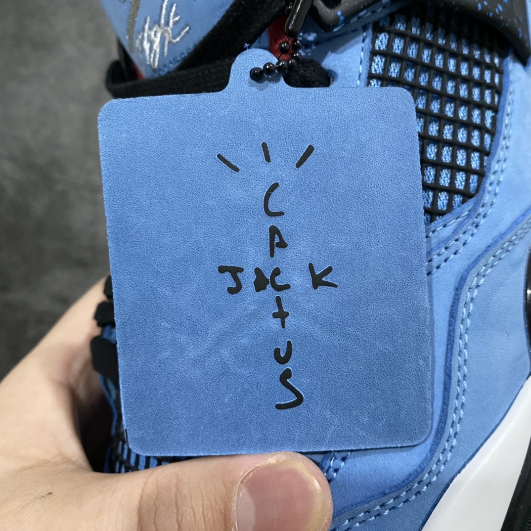 图片[8]-#  H12版本 Air Jordan AJ4 TS联名 蓝麂皮 308497-406 东莞元老级版师操刀倾力打造全网最强 原楦原纸板开发 确保原汁原味 韩国进口原材麂皮 质感色泽绝无偏差 完美中底拉帮 采用真正原厂鞋扣 原档案大底 如假白送 大底纹路 气垫通透度PU的回弹性均百分百还原 挑战全网艺术家 只服务市场5%高端客户 大底贴合程度胶水把控 圈内最顶尖 原厂数据 原厂电绣电脑针车 后跟定型 冲刀皮料裁剪零毛边 尺码：40.5 41 42 42.5 43 44 44.5 45 46 47.5-选品中心