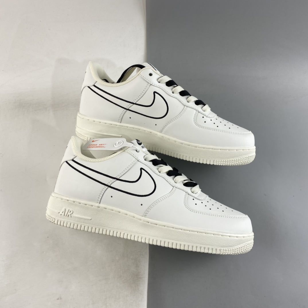 P220 Nike Air Force 1’07 Low 米黑电绣勾 空军一号低帮休闲板鞋 CL6326-158