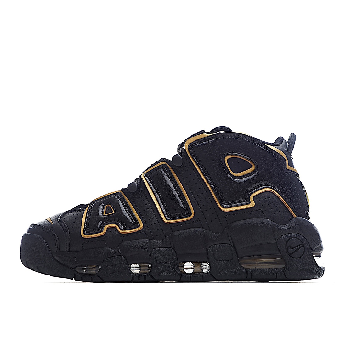 H0 .WY公司级 Nike Air More Uptempo OG耐克 皮蓬全掌气垫篮球鞋 黑金