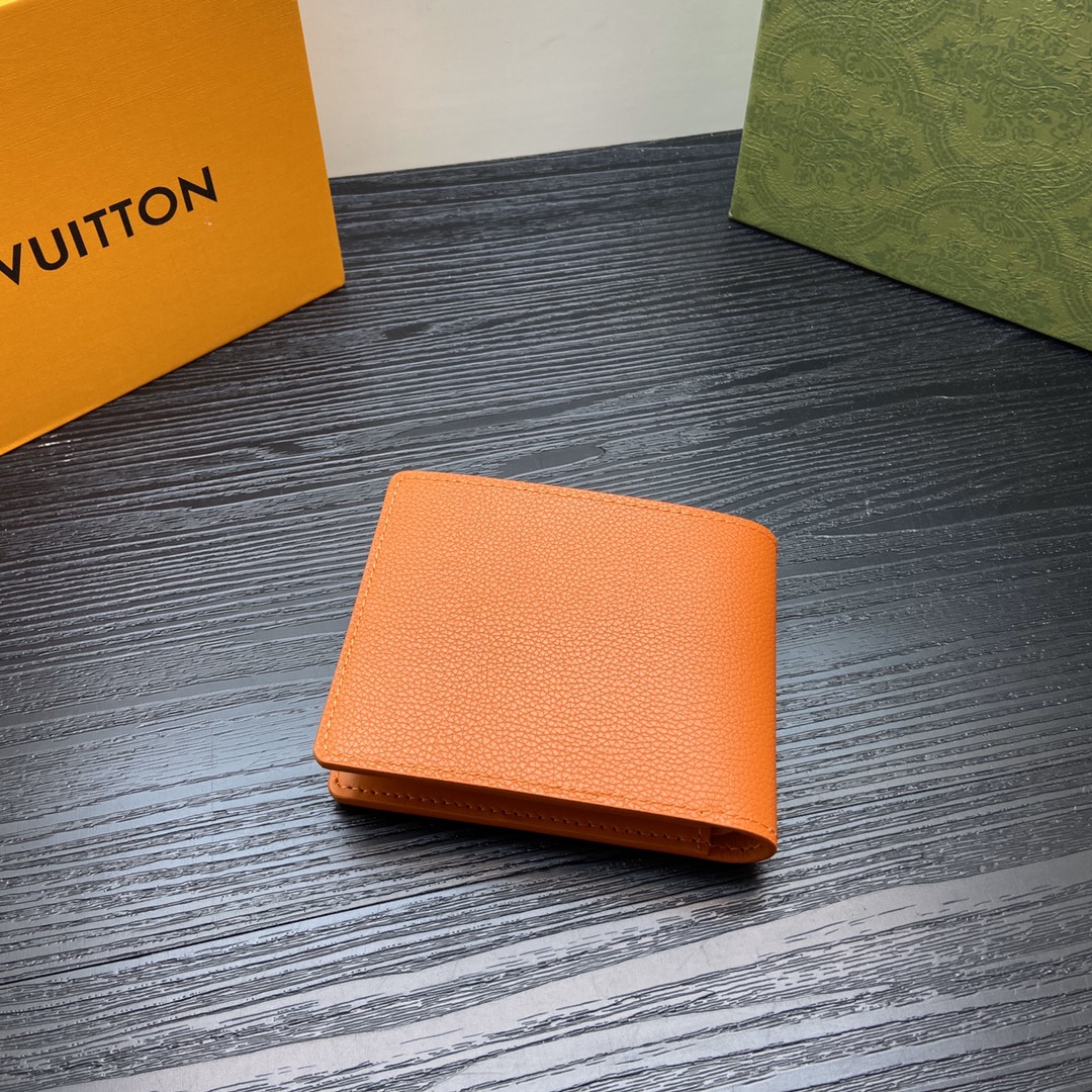 Leather bifold wallet open with card slots