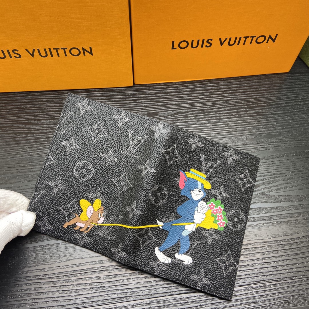 Close-up of the card slots and document pockets inside the wallet.