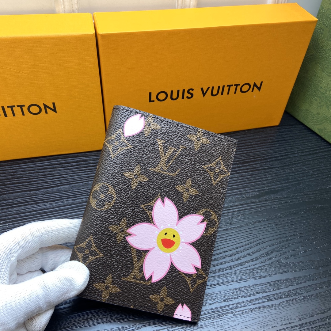 Luxury leather passport holder open