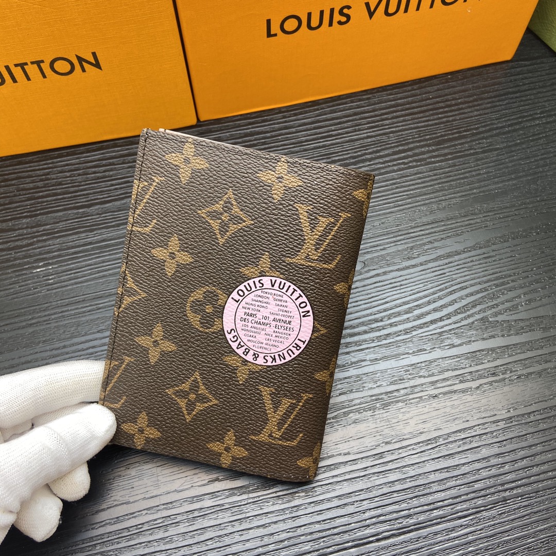 Close up leather passport wallet