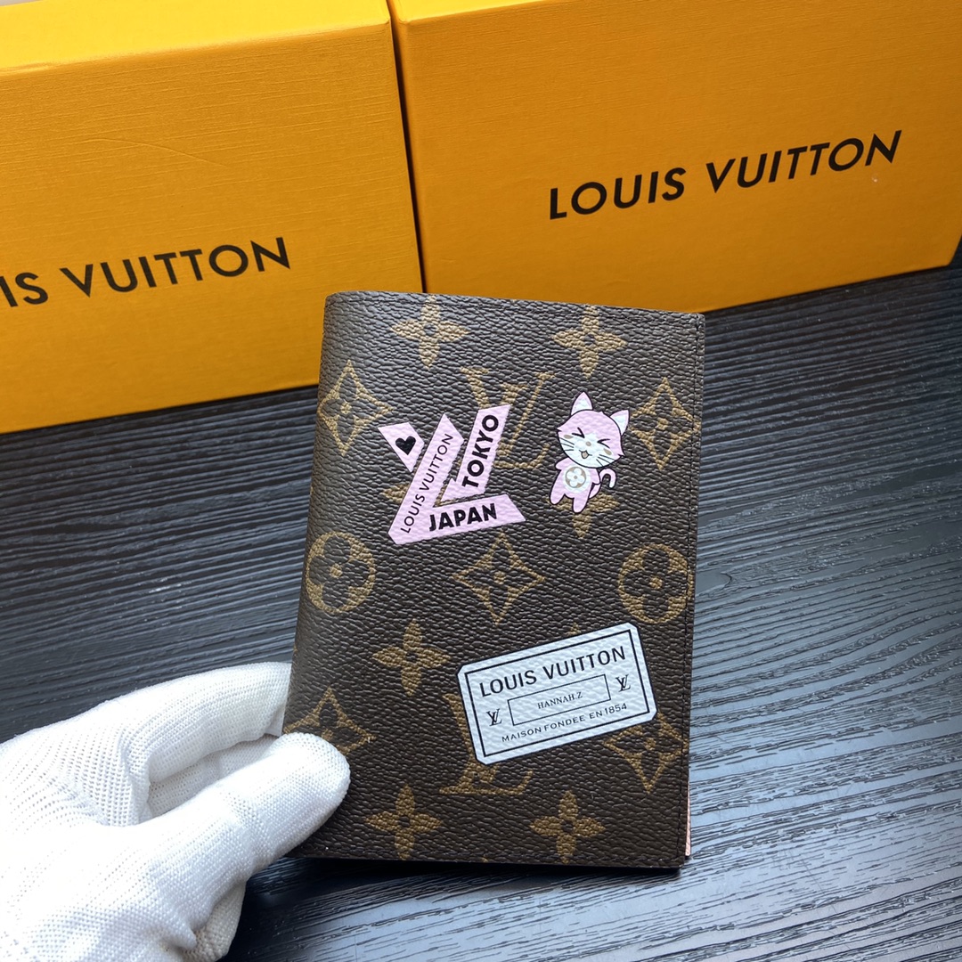 Leather passport wallet open showing interior