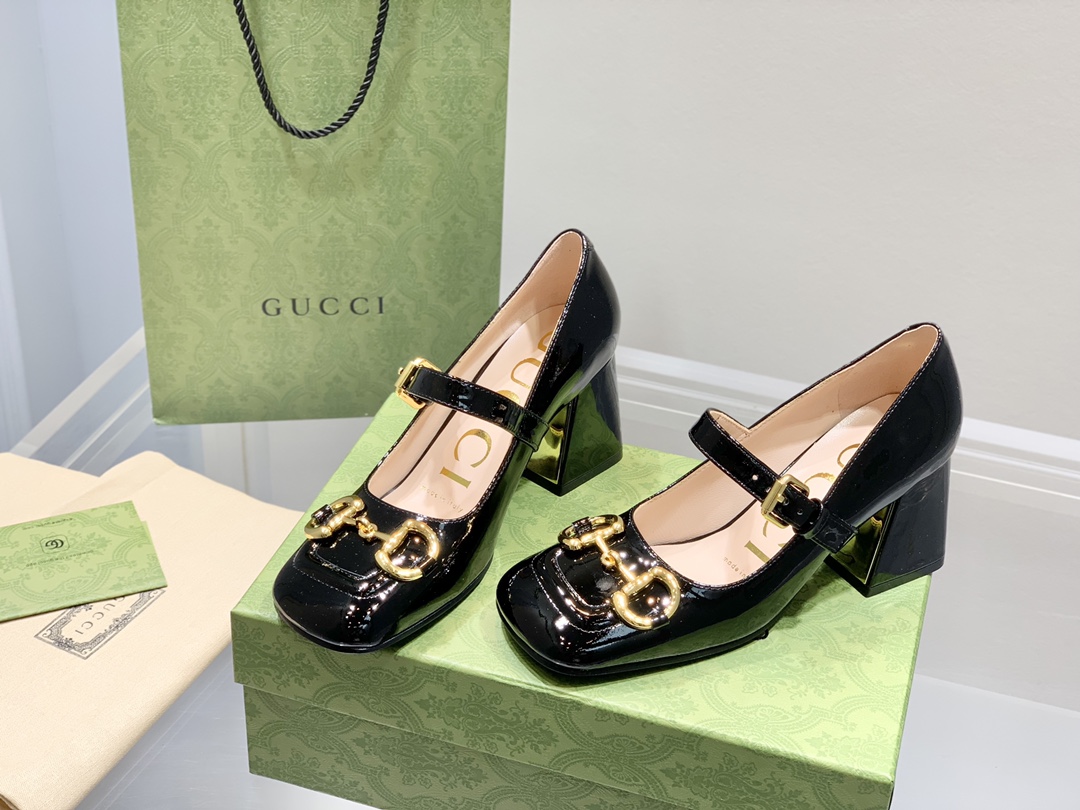 Gucci古奇22年夏季新款Baby玛丽珍高跟单鞋真皮底跟高:7.5cm35-39️订做34.40无退换