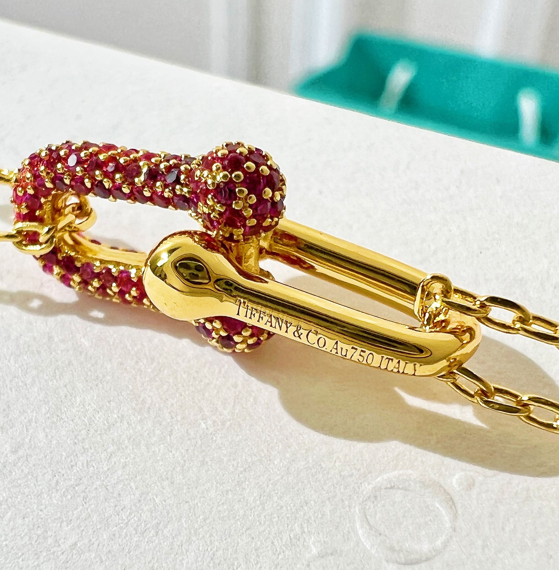 Tiffany&co 蒂芙尼粉钻满钻双链环项链