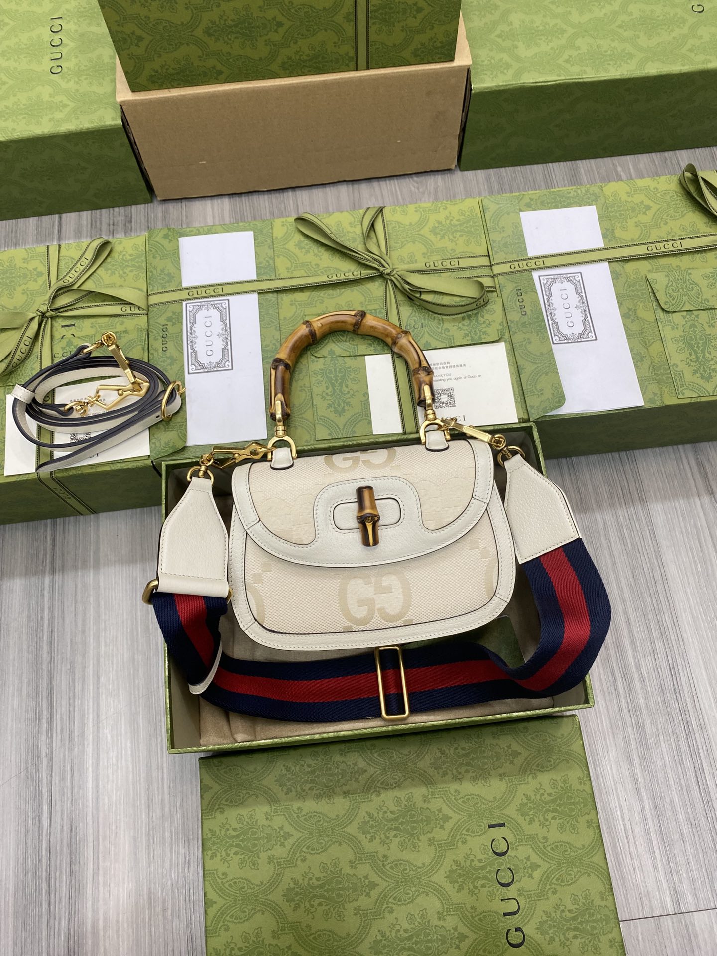 GUCCI Bamboo 1947 small handbag Double G leather