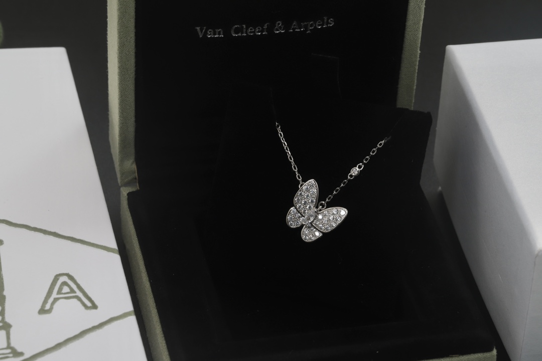 Van Cleef & Arpels VCA/梵克雅宝 银色 满钻蝴蝶锁骨项链