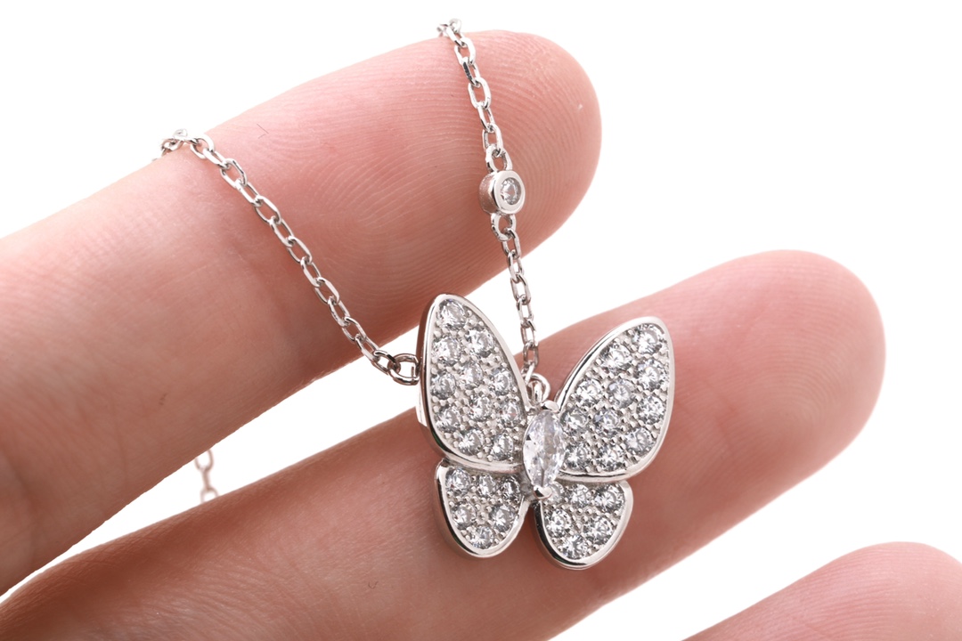Van Cleef & Arpels VCA/梵克雅宝 银色 满钻蝴蝶锁骨项链