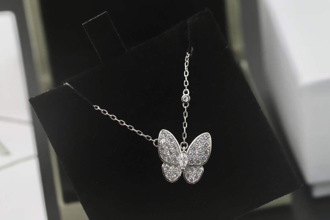 Van Cleef & Arpels VCA/梵克雅宝 银色 满钻蝴蝶锁骨项链