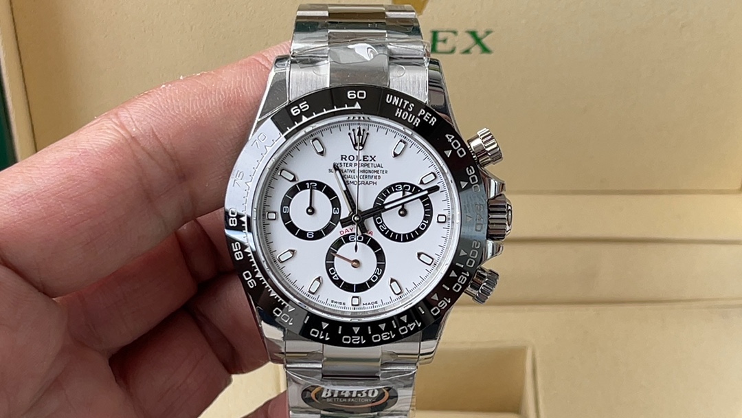 Rolex Daytona Orologio da Polso Nero Blu Rosa Platino Bianco Incisione Cinturino in acciaio inossidabile