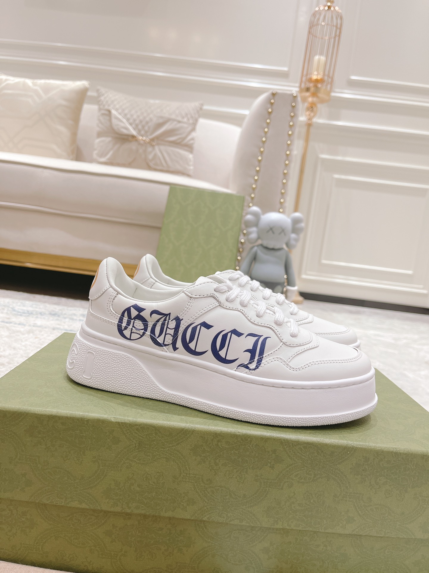 Gucci Skateboard Shoes Luxury 7 Star Replica
 White Calfskin Cowhide Sheepskin